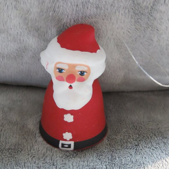 Vintage Ceramic Clay Hand Painted Santa Bell Christmas Collectible Ornament - Picture 3 of 10
